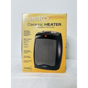 Lasko 1500W 9" Ceramic Tabletop Space Heater Adjustable Thermostat CD09250 Black